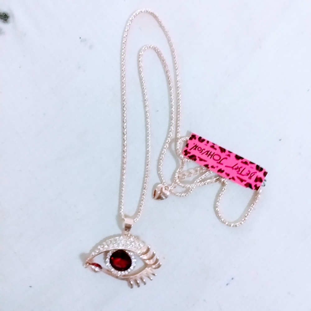 Betsey Johnson original red Evil Eye Pendant neckl